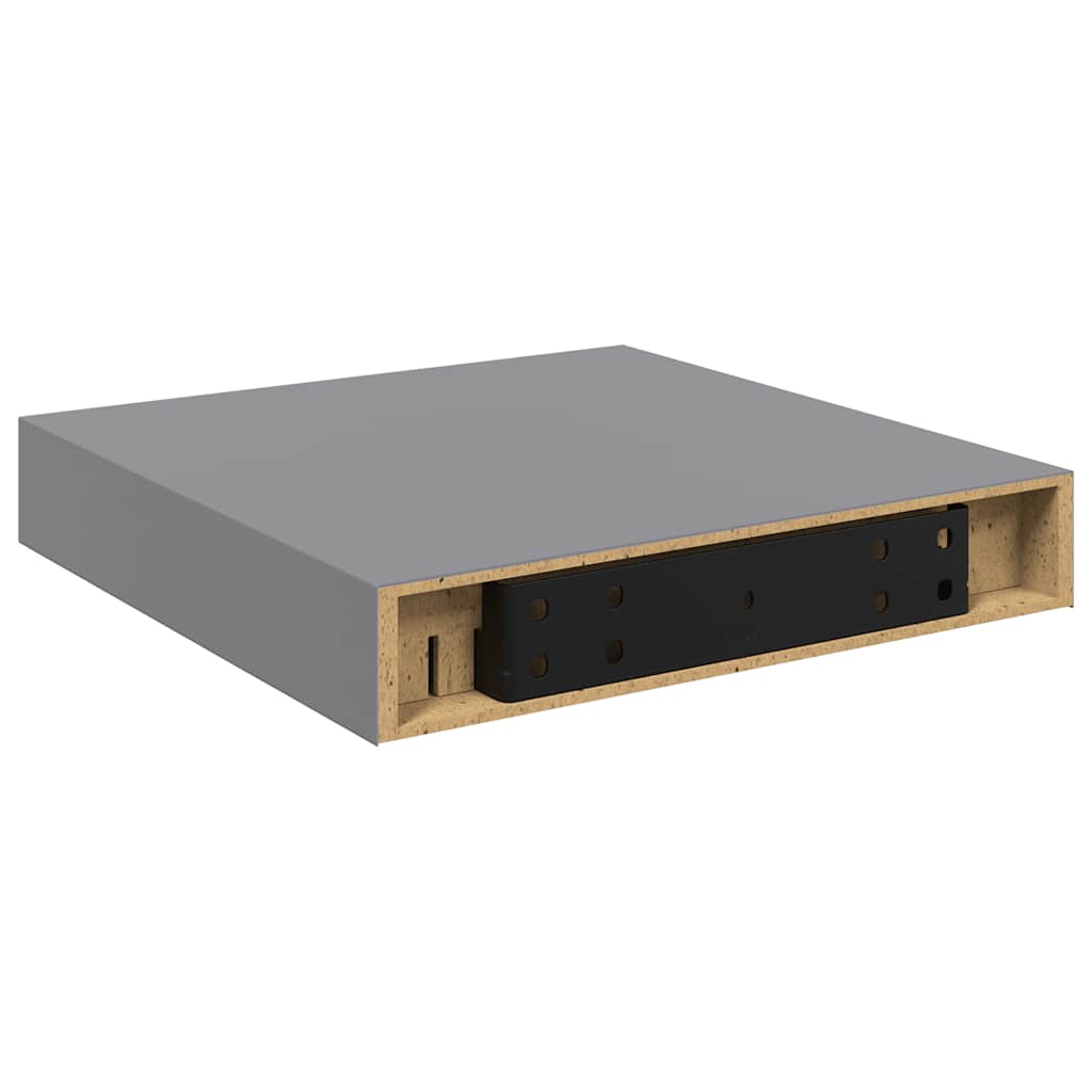 Wall shelves, 2 pcs, grey, 23x23.5x3.8cm, MDF