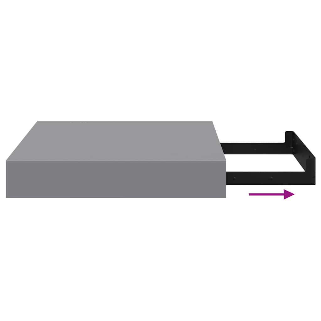 Wall shelves, 2 pcs, grey, 23x23.5x3.8cm, MDF