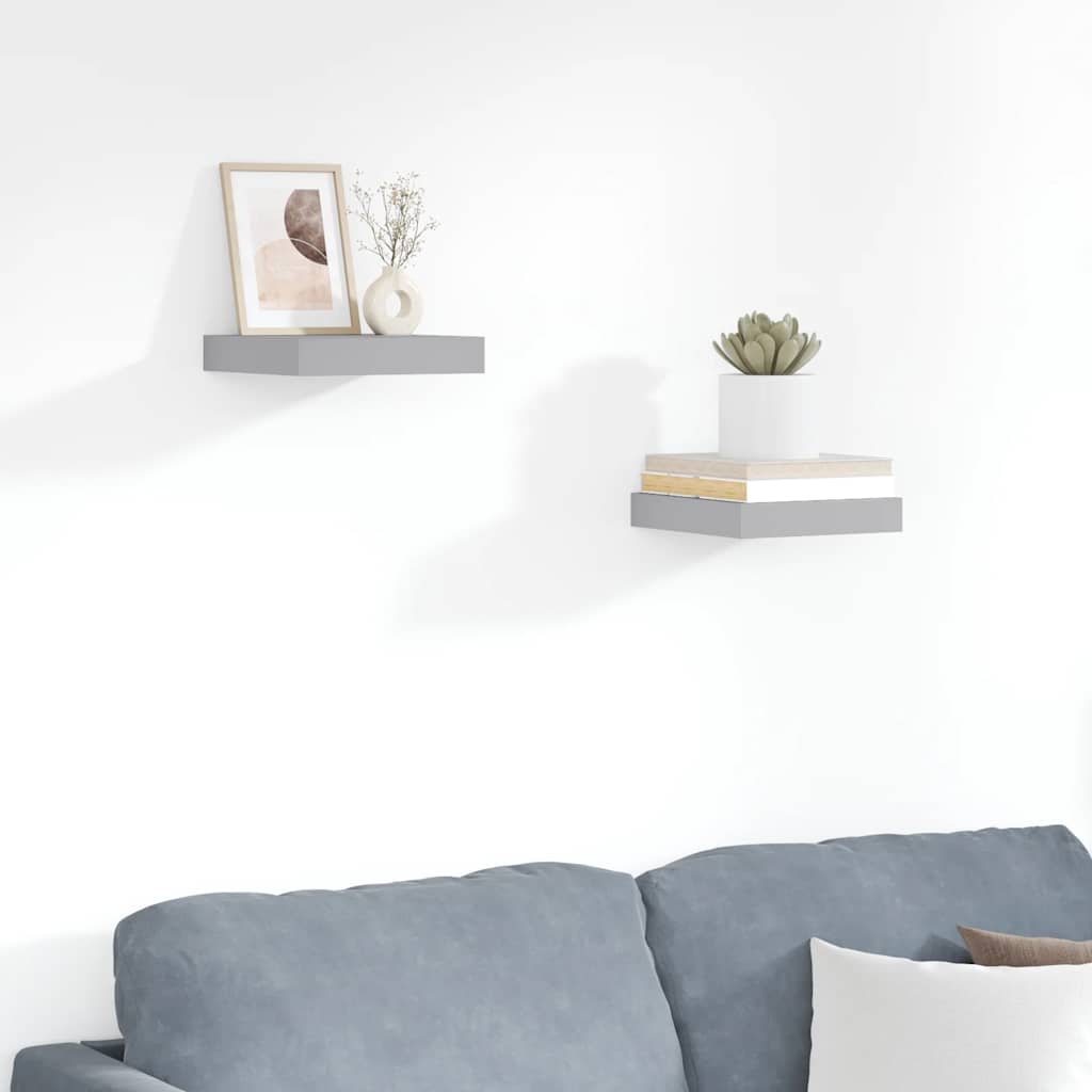 Pakabinamos lentynos, 2vnt., pilkos, 23x23,5x3,8cm, MDF