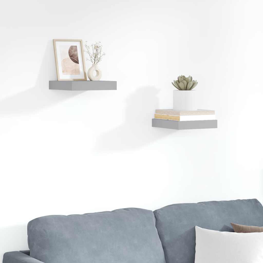 Wall shelves, 2 pcs, grey, 23x23.5x3.8cm, MDF