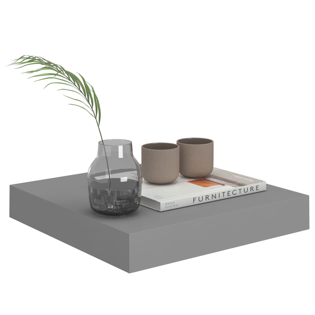 Floating shelves, 4 pcs., grey, 23x23.5x3.8cm, MDF