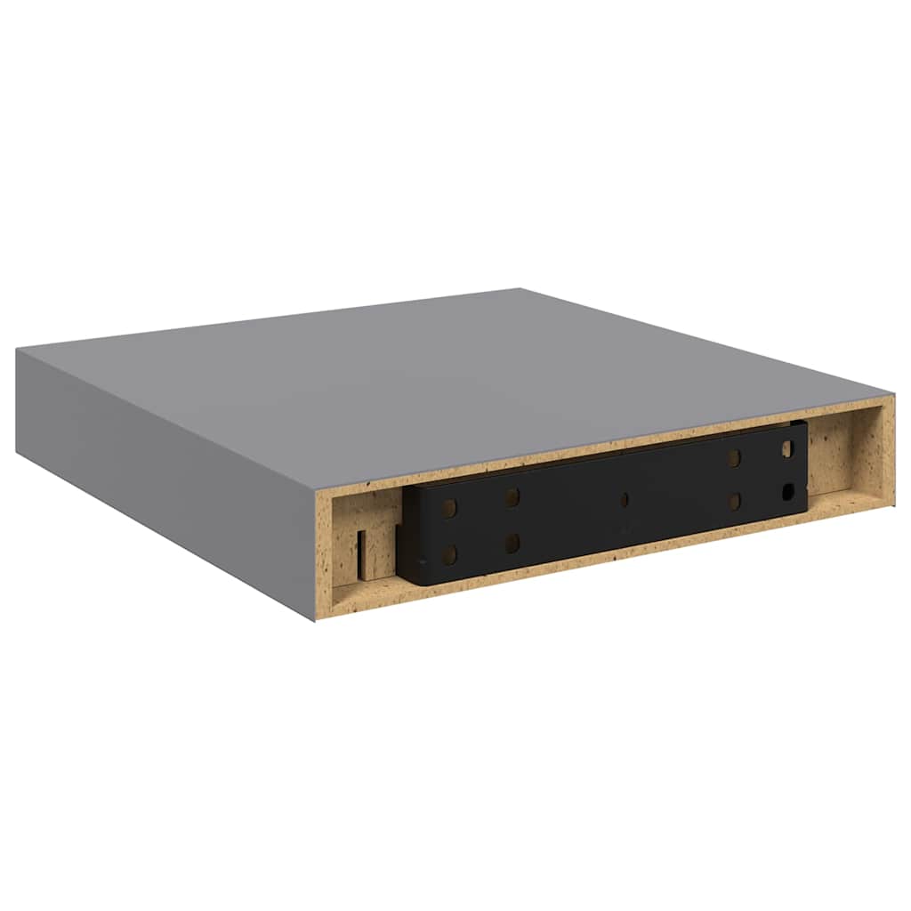 Floating shelves, 4 pcs., grey, 23x23.5x3.8cm, MDF