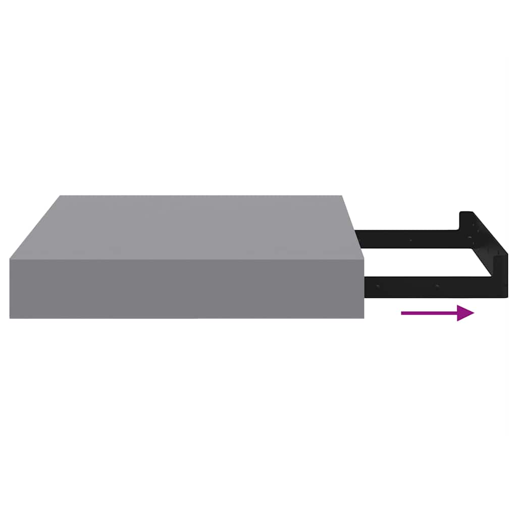 Floating shelves, 4 pcs., grey, 23x23.5x3.8cm, MDF