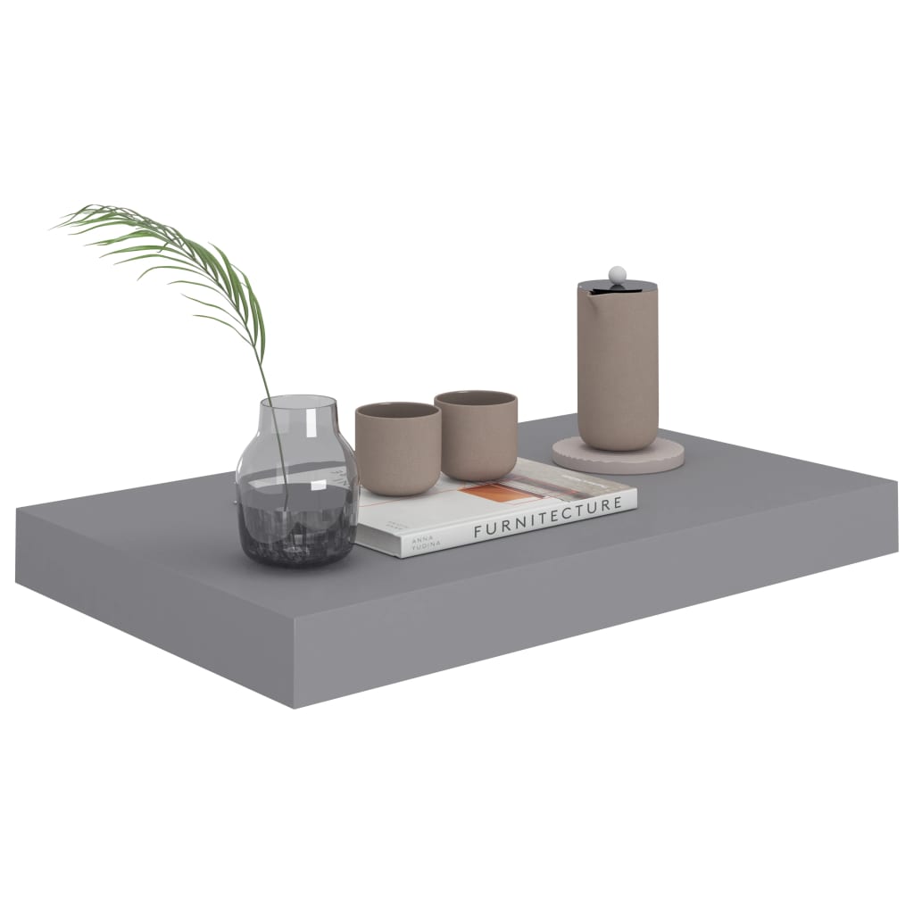Wall shelves, 2 pcs., grey, 40x23x3.8cm, MDF