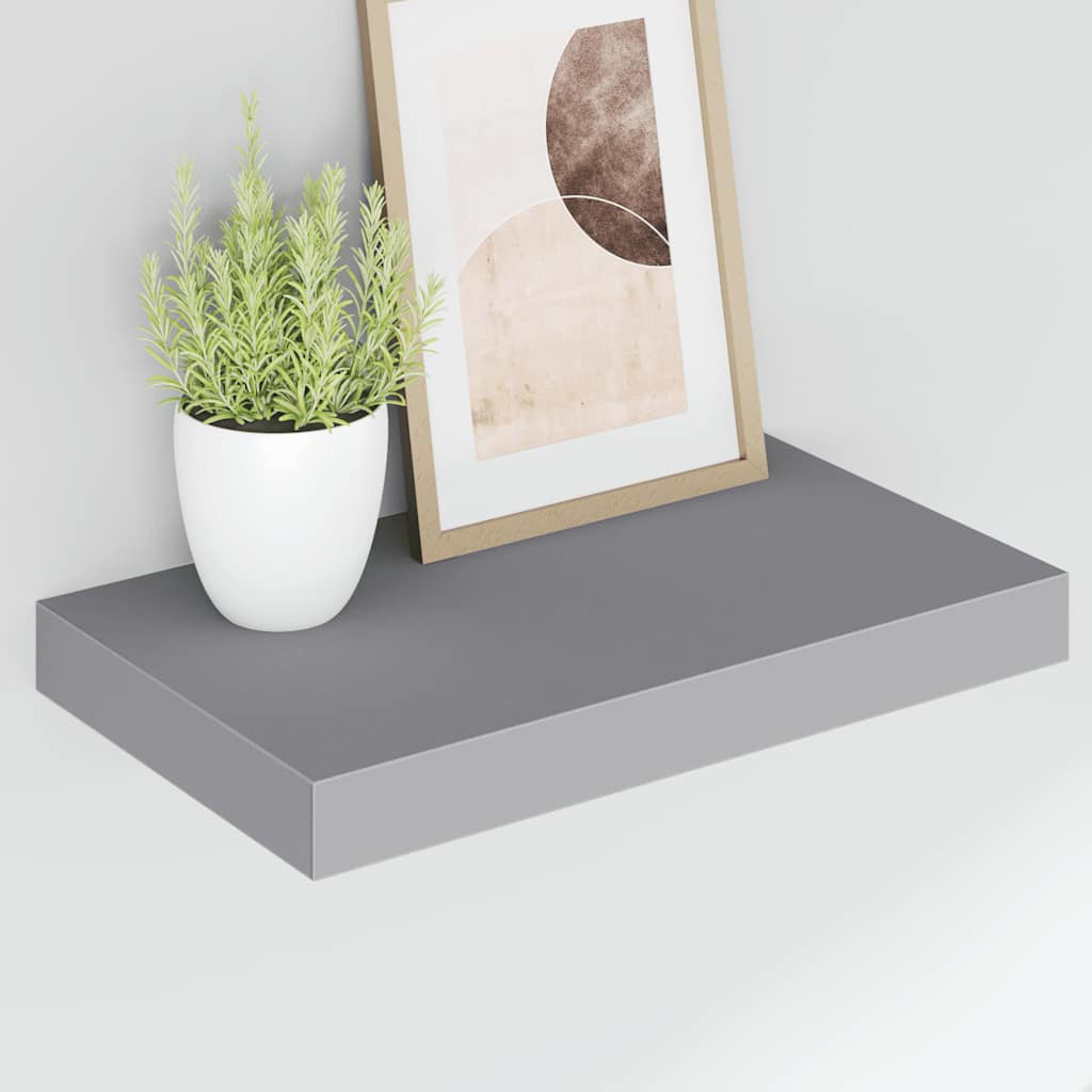 Wall shelves, 2 pcs., grey, 40x23x3.8cm, MDF