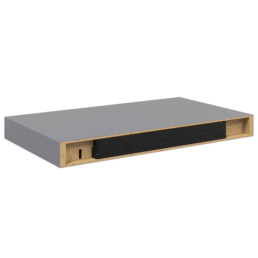 Wall shelves, 2 pcs., grey, 40x23x3.8cm, MDF