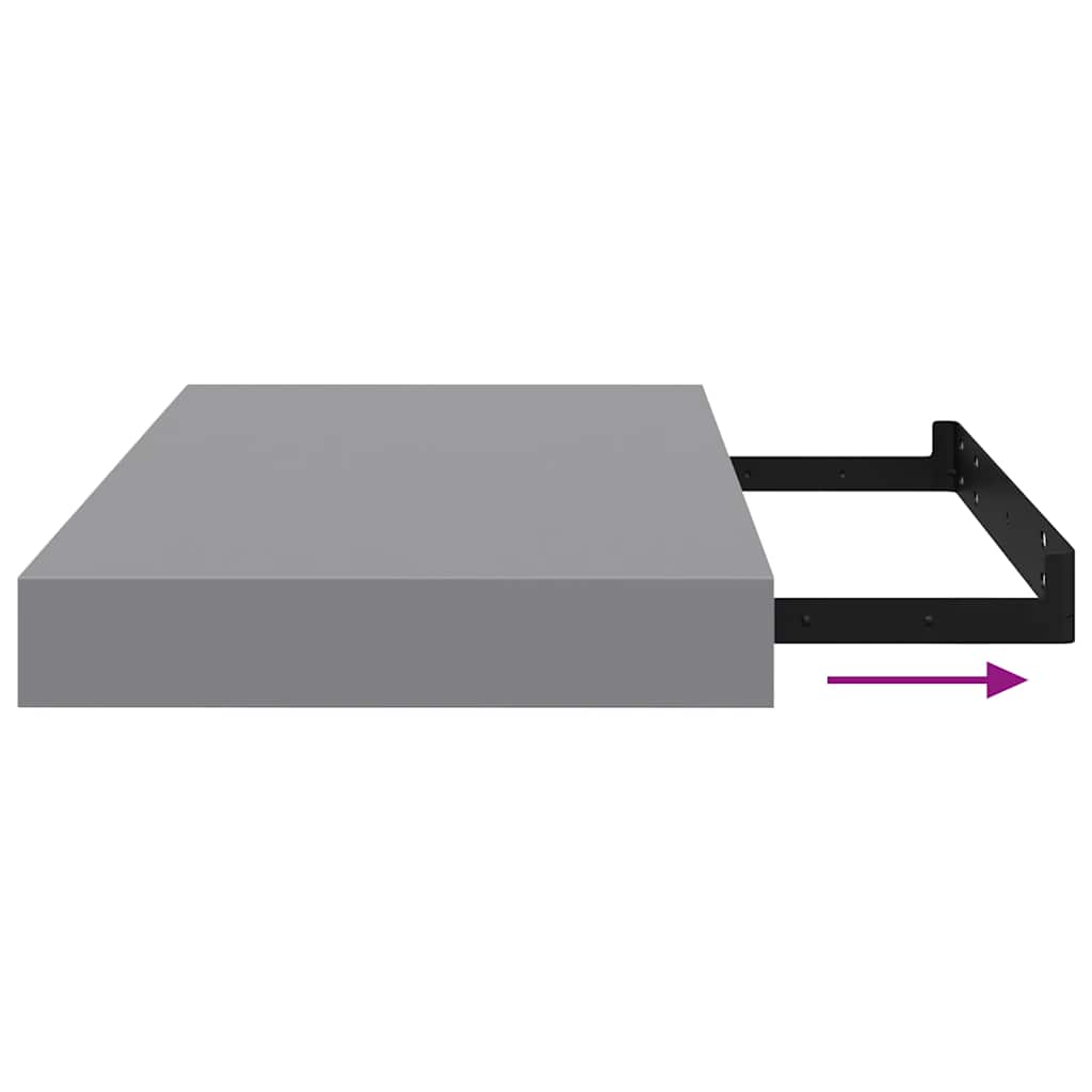 Wall shelves, 2 pcs., grey, 40x23x3.8cm, MDF