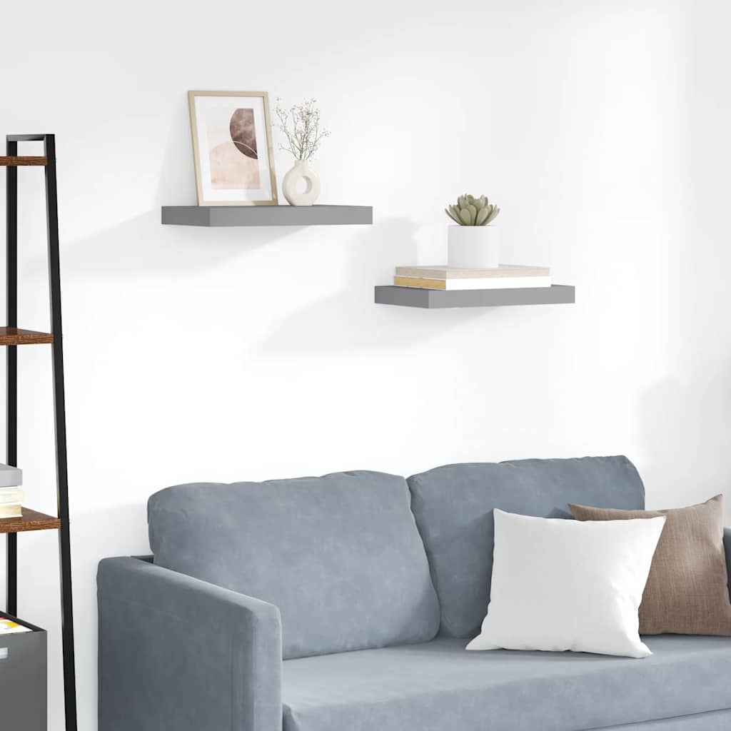 Wall shelves, 2 pcs., grey, 40x23x3.8cm, MDF