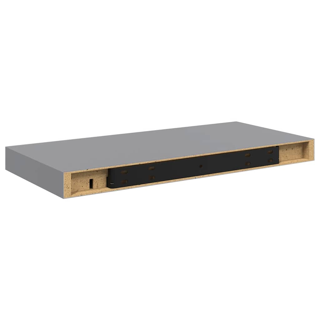 Pakabinamos sieninės lentynos, 4vnt., pilkos, 50x23,5x3,8cm, MDF