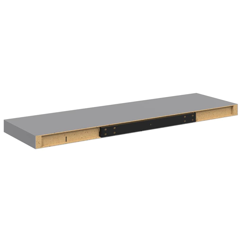 Pakabinamos lentynos, 4vnt., pilkos, 80x23,5x3,8cm, MDF