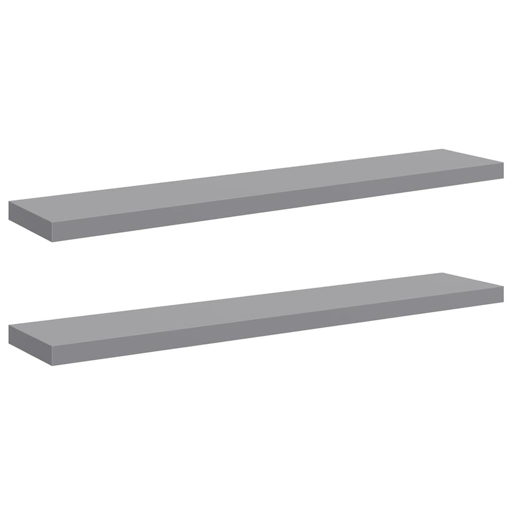 Pakabinamos lentynos, 2vnt., pilkos, 120x23,5x3,8cm, MDF