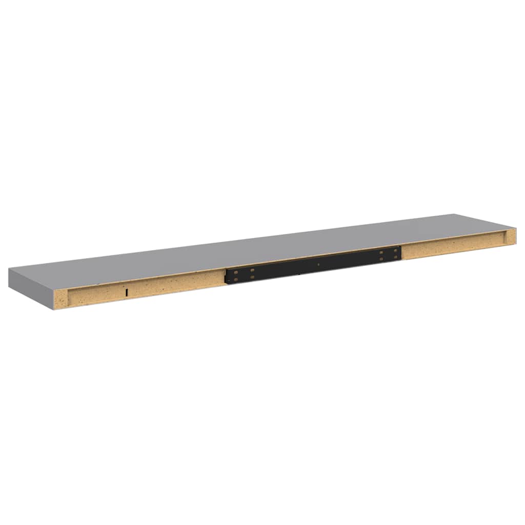 Pakabinamos lentynos, 2vnt., pilkos, 120x23,5x3,8cm, MDF