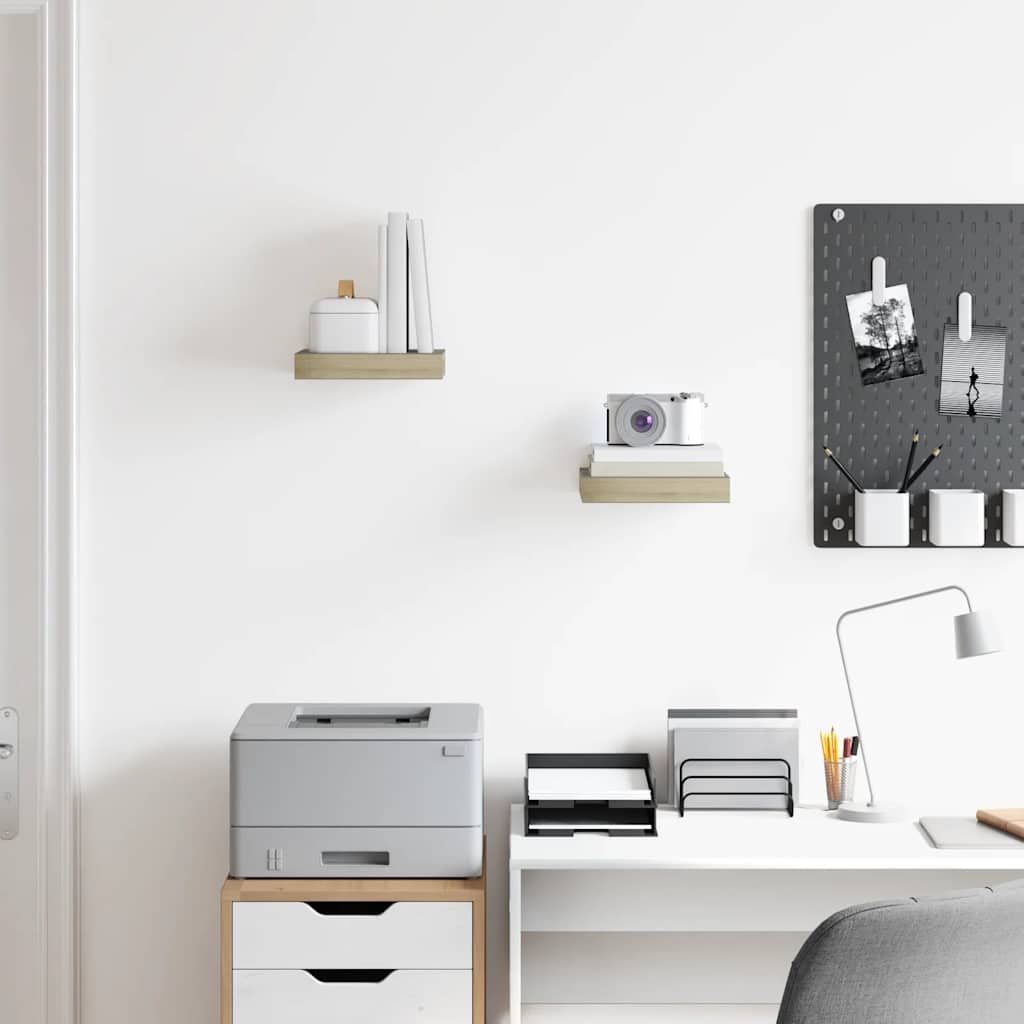 Wall shelves, 2 pcs, oak, 23x23.5x3.8cm, MDF