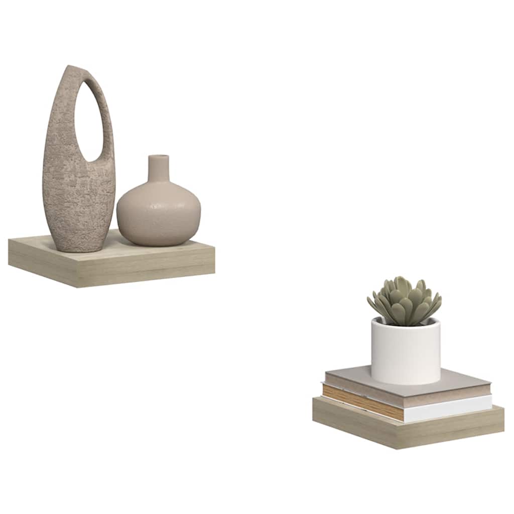 Wall shelves, 2 pcs, oak, 23x23.5x3.8cm, MDF