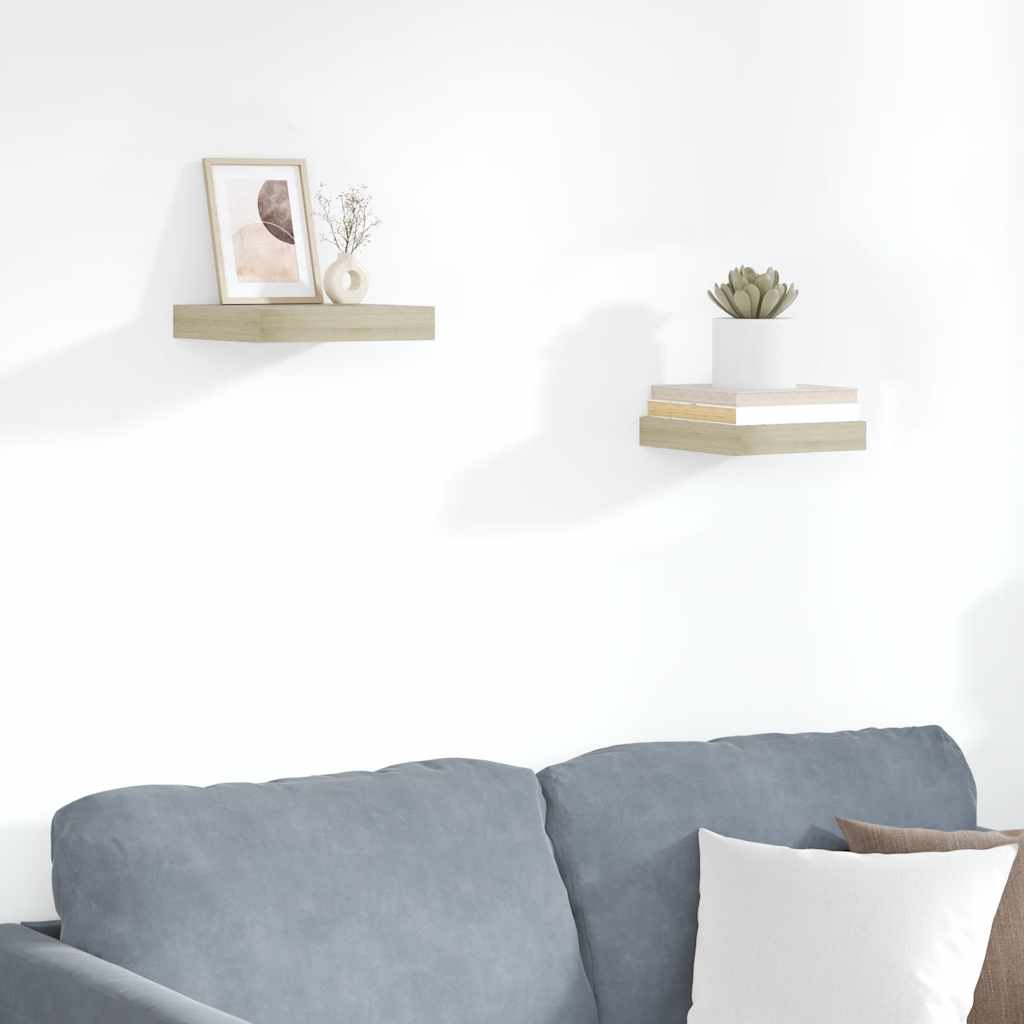 Wall shelves, 2 pcs, oak, 23x23.5x3.8cm, MDF