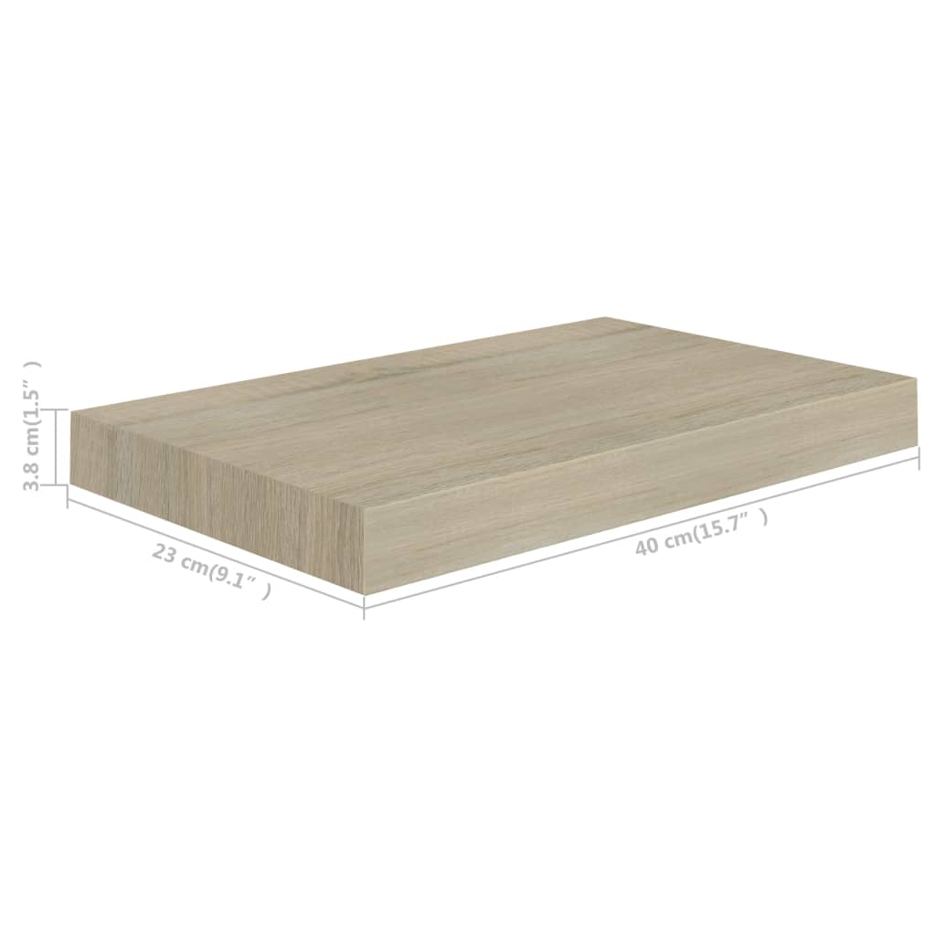 Wall shelves, 2 pcs., oak, 40x23x3.8cm, MDF