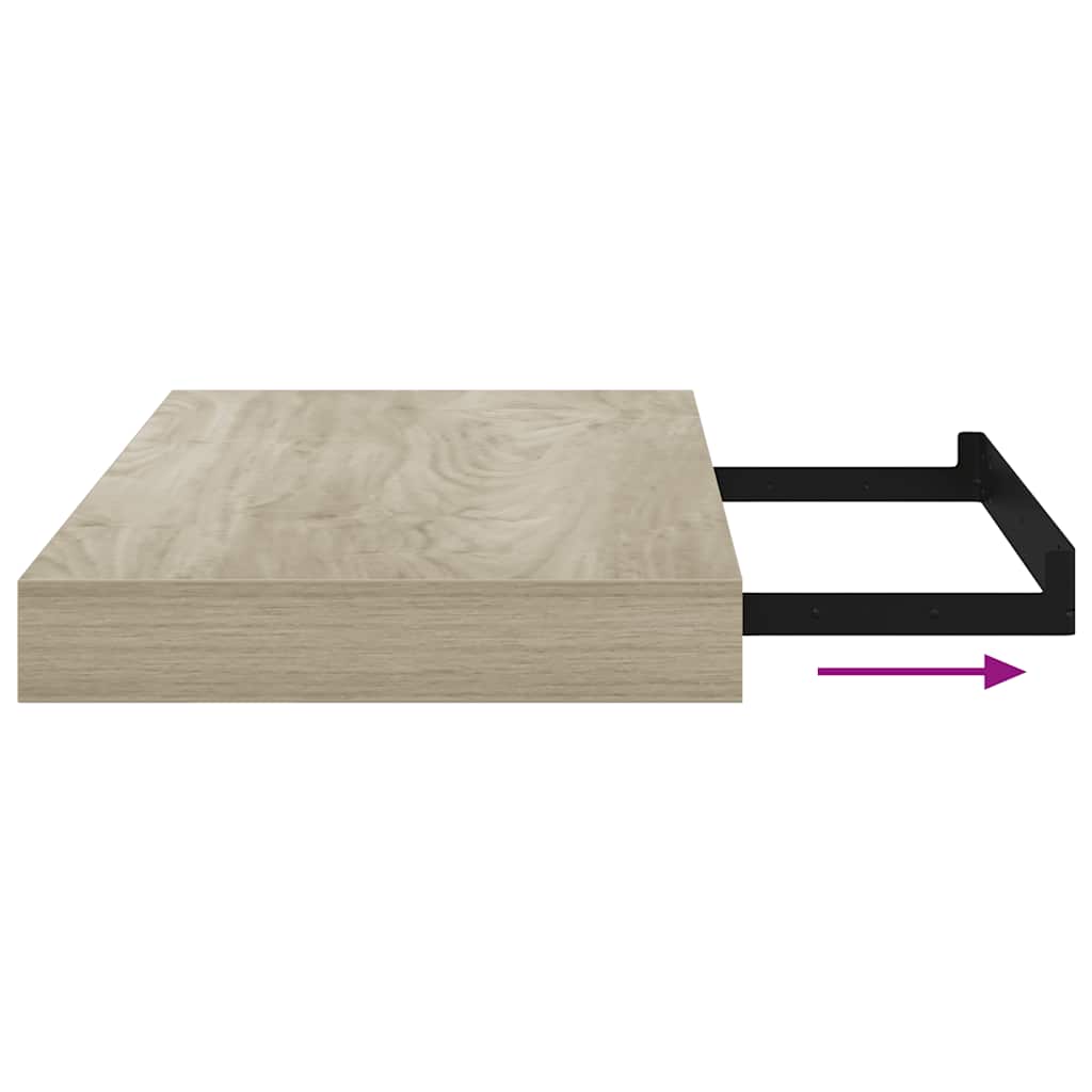 Wall shelves, 2 pcs., oak, 40x23x3.8cm, MDF