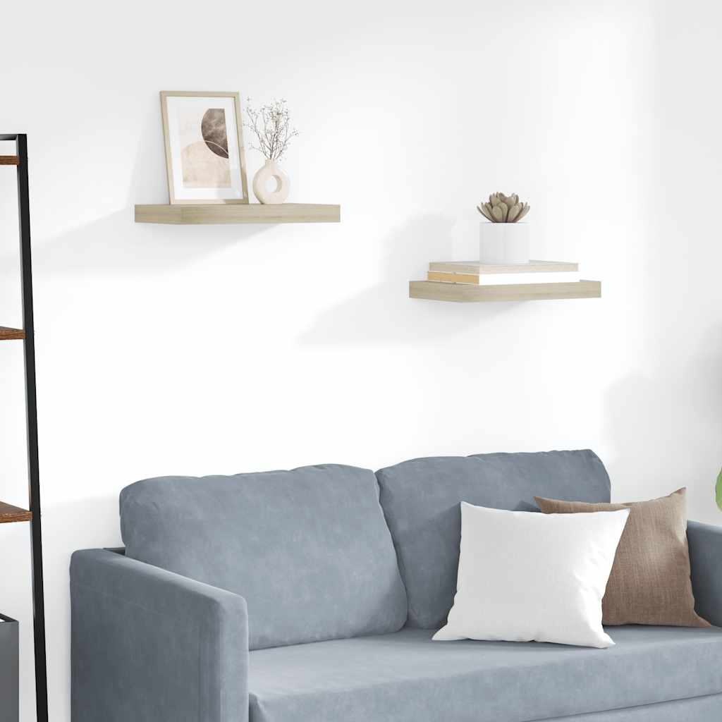 Wall shelves, 2 pcs., oak, 40x23x3.8cm, MDF