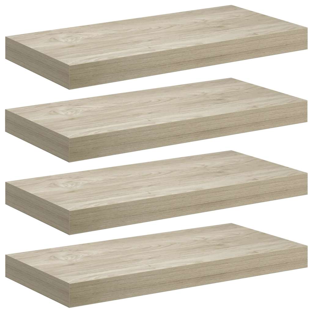 Pakabinamos sieninės lentynos, 4vnt., ąžuolo, 50x23x3,8cm, MDF