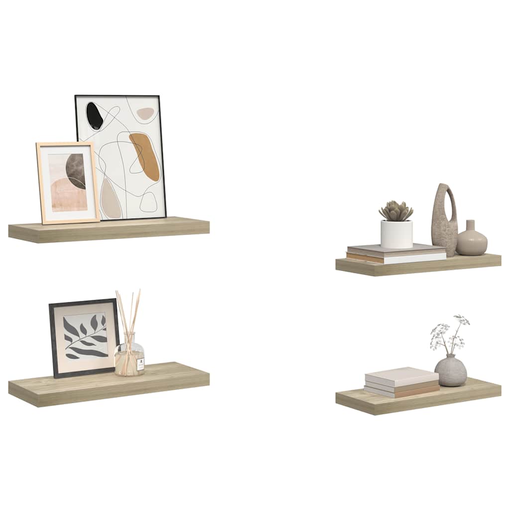 Pakabinamos lentynos, 4vnt., ąžuolo, 60x23,5x3,8cm, MDF
