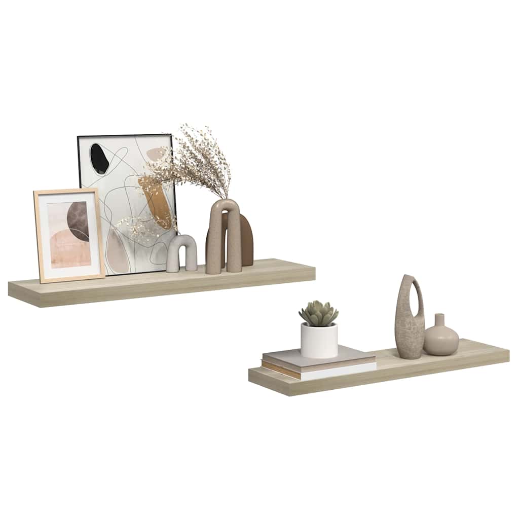 Pakabinamos lentynos, 2vnt., ąžuolo spalvos, 90x23,5x3,8cm, MDF