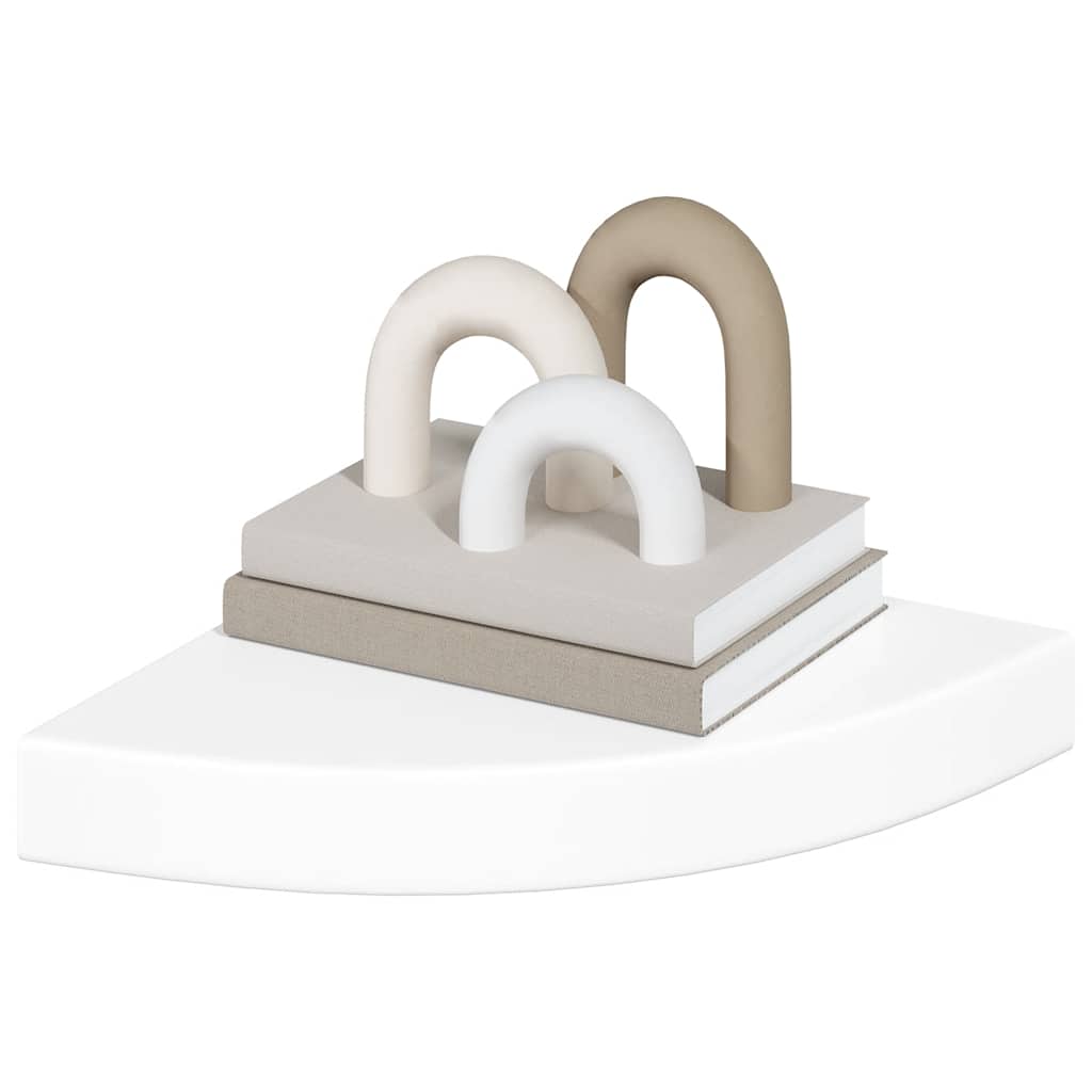 Pakabinamos kampinės lentynos, 4vnt., baltos, 25x25x3,8cm, MDF