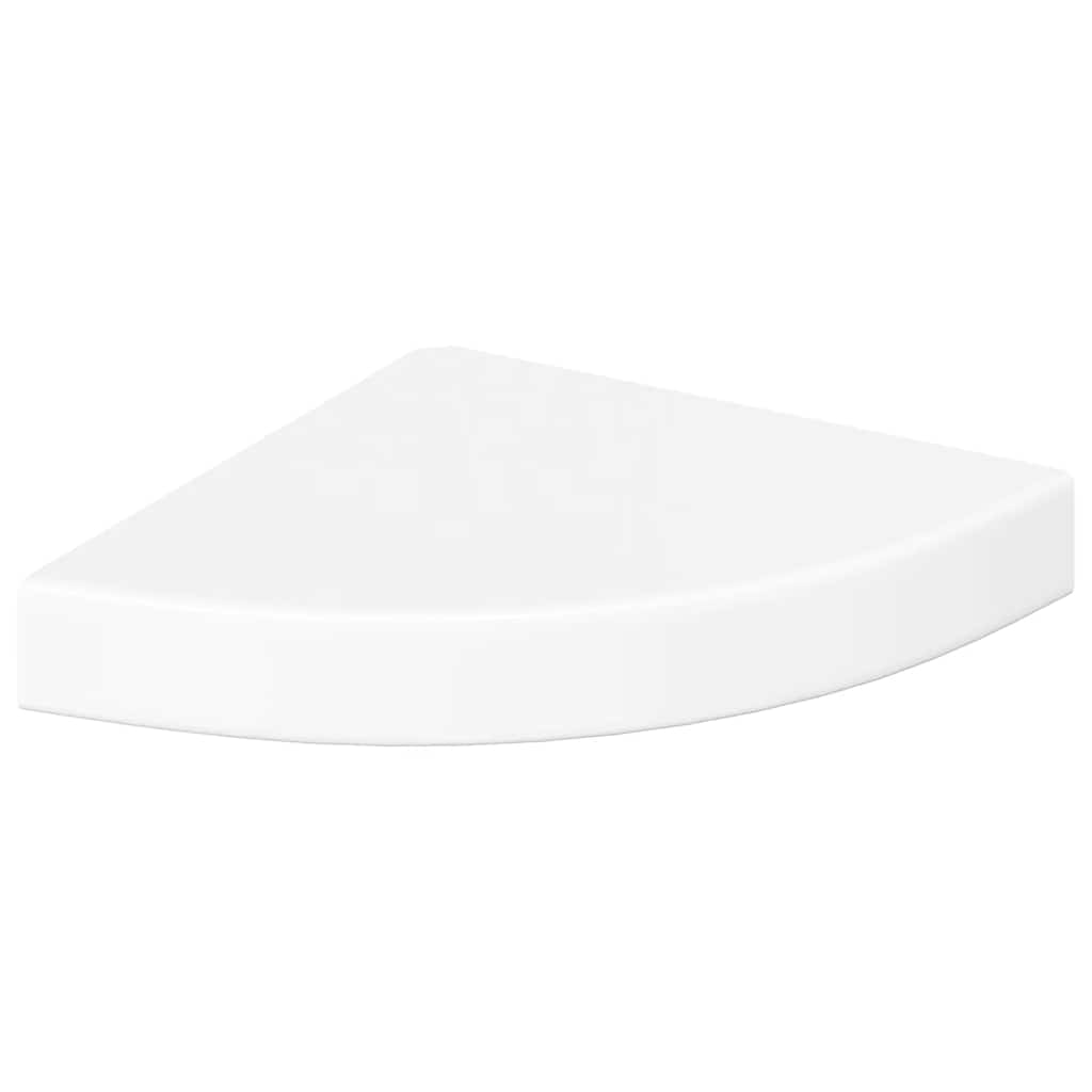 Pakabinamos kampinės lentynos, 4vnt., baltos, 25x25x3,8cm, MDF