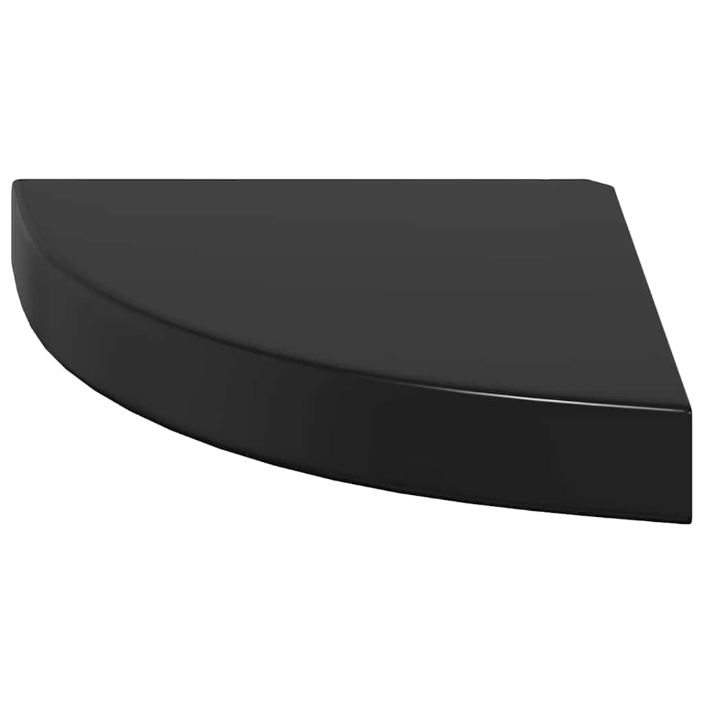 Pakabinamos kampinės lentynos, 2vnt., juodos, 25x25x3,8cm, MDF