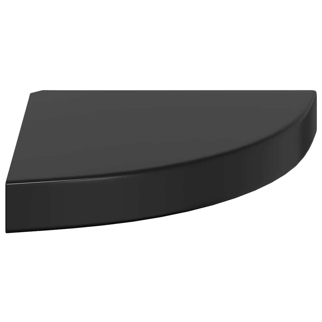 Pakabinamos kampinės lentynos, 2vnt., juodos, 25x25x3,8cm, MDF