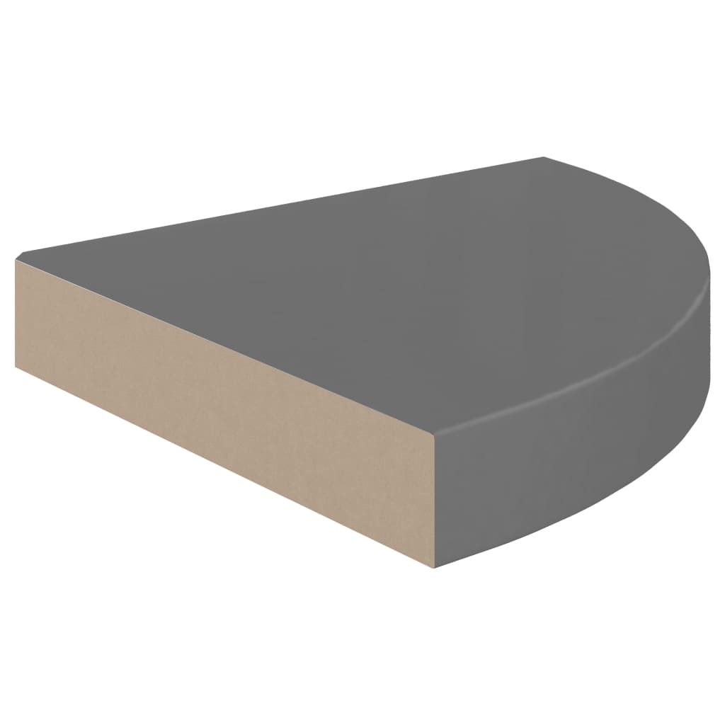 Piekaramie stūra plaukti, 2 gab., pelēki, 25x25x3,8cm, MDF