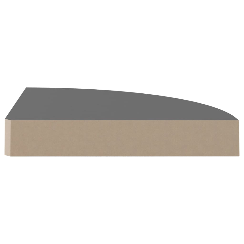 Piekaramie stūra plaukti, 2 gab., pelēki, 25x25x3,8cm, MDF