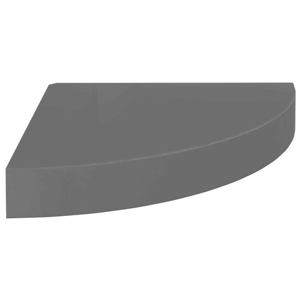 Pakabinamos kampinės lentynos, 4vnt., pilkos, 25x25x3,8cm, MDF