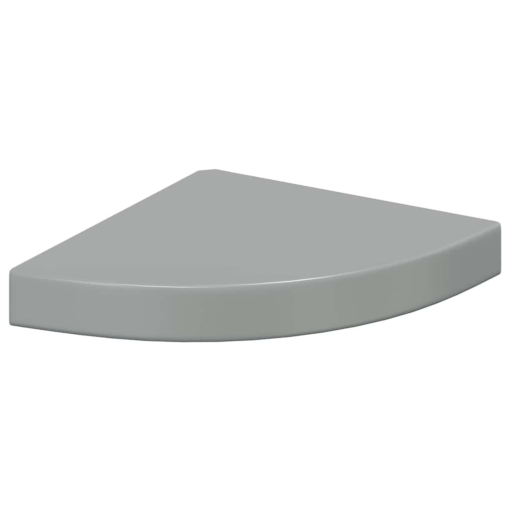 Pakabinamos kampinės lentynos, 4vnt., pilkos, 25x25x3,8cm, MDF