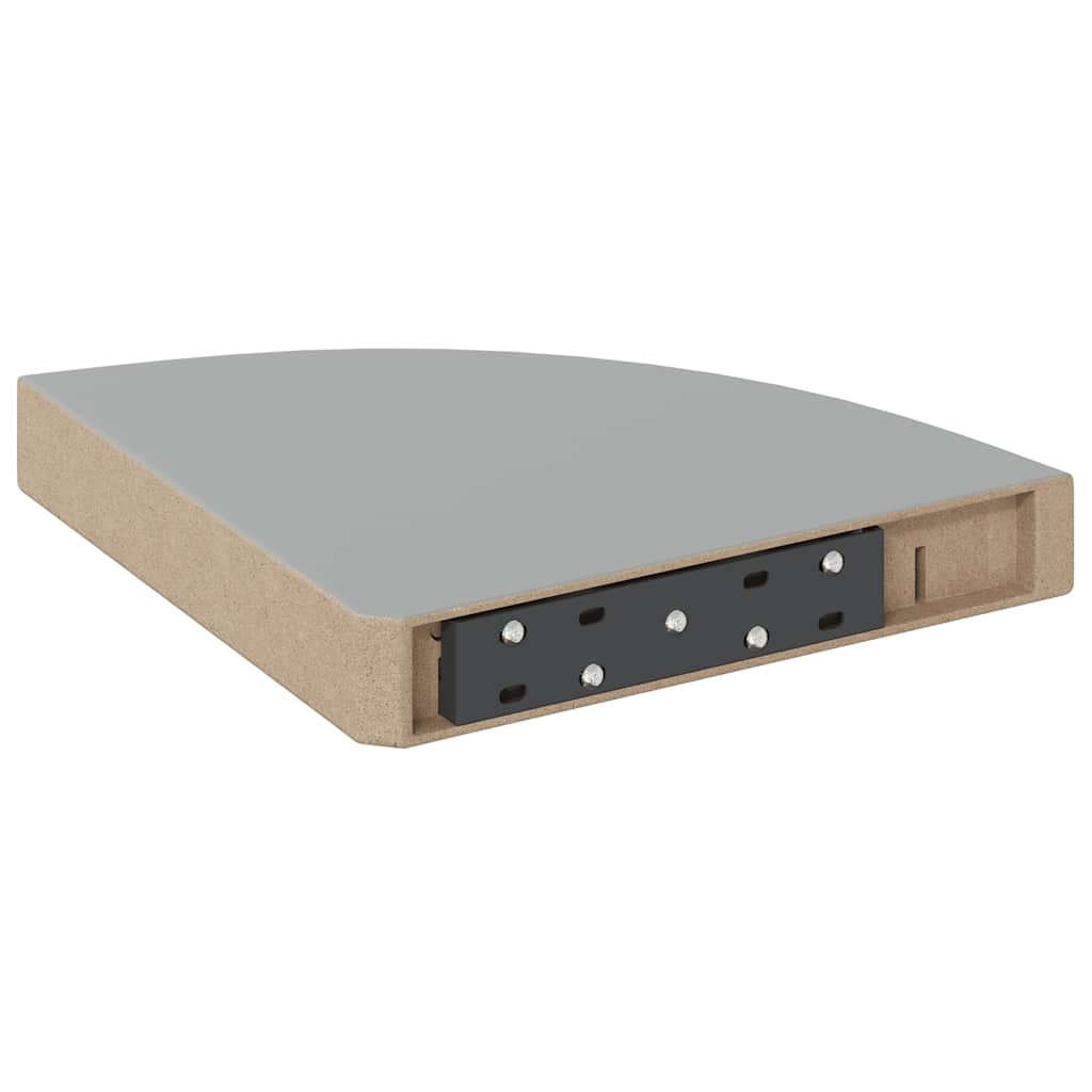 Pakabinamos kampinės lentynos, 4vnt., pilkos, 25x25x3,8cm, MDF