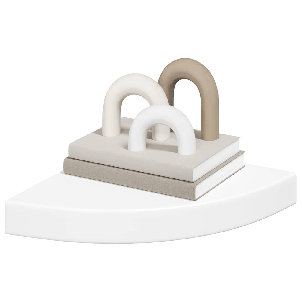 Piekaramie stūra plaukti, 4 gab., balti, 25x25x3,8 cm, MDF