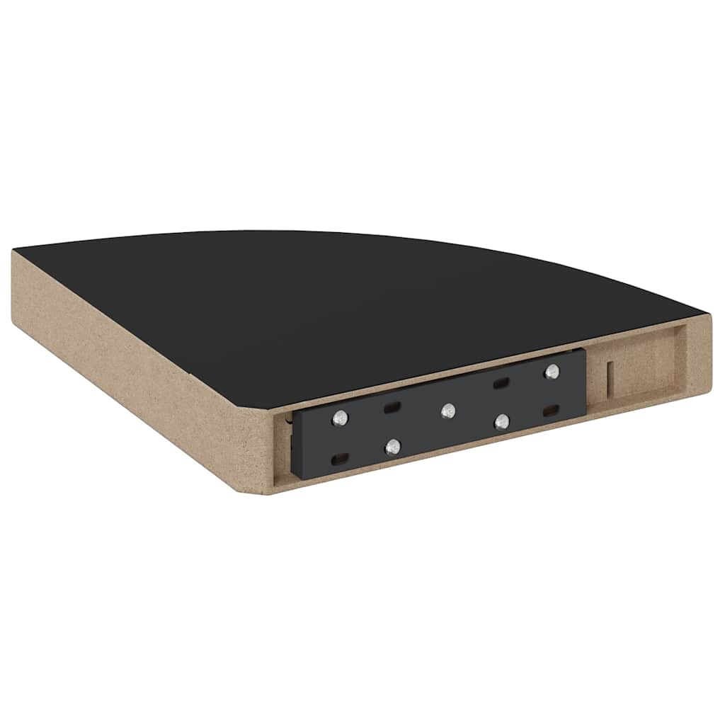 Piekaramie stūra plaukti, 4 gab., melni, 25x25x3,8cm, MDF