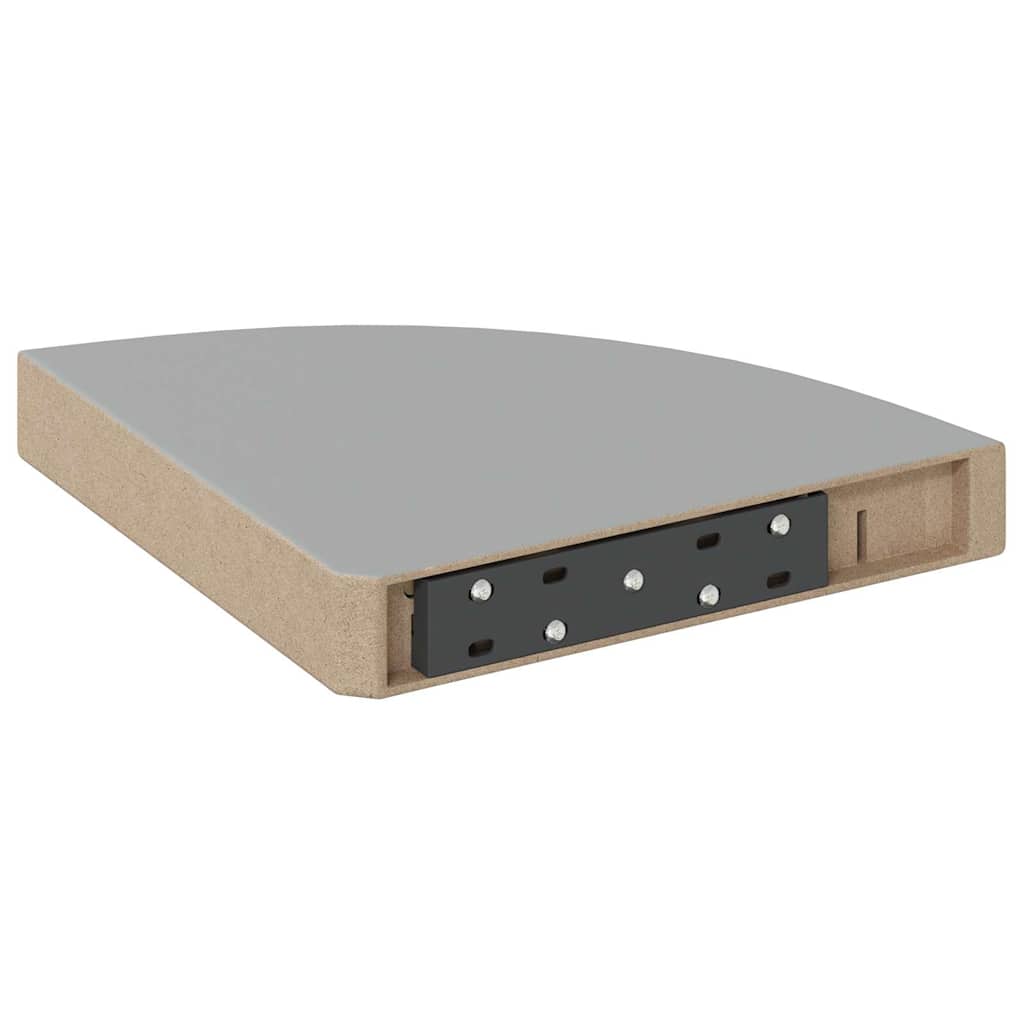 Pakabinamos kampinės lentynos, 2vnt., pilkos, 25x25x3,8cm, MDF