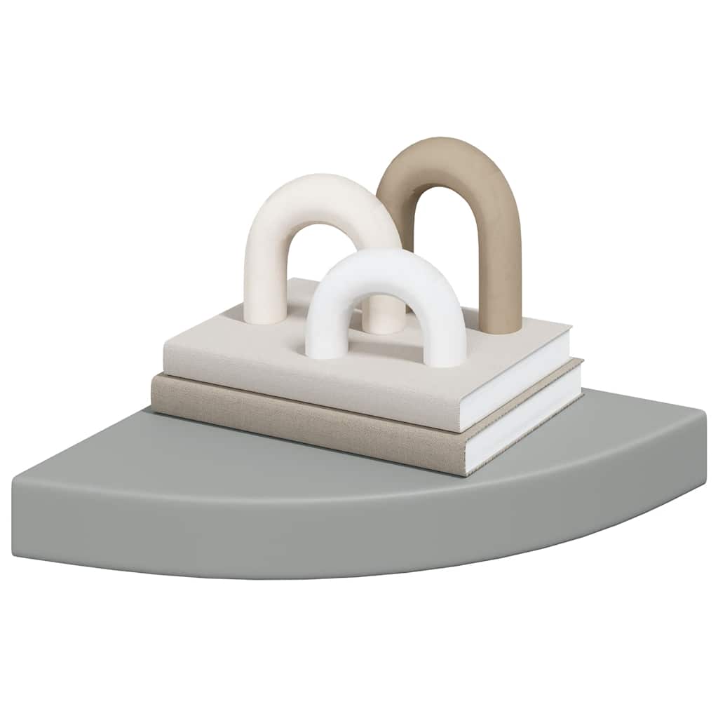 Wall-mounted corner shelves, 4 pcs, grey, 25x25x3.8cm, MDF