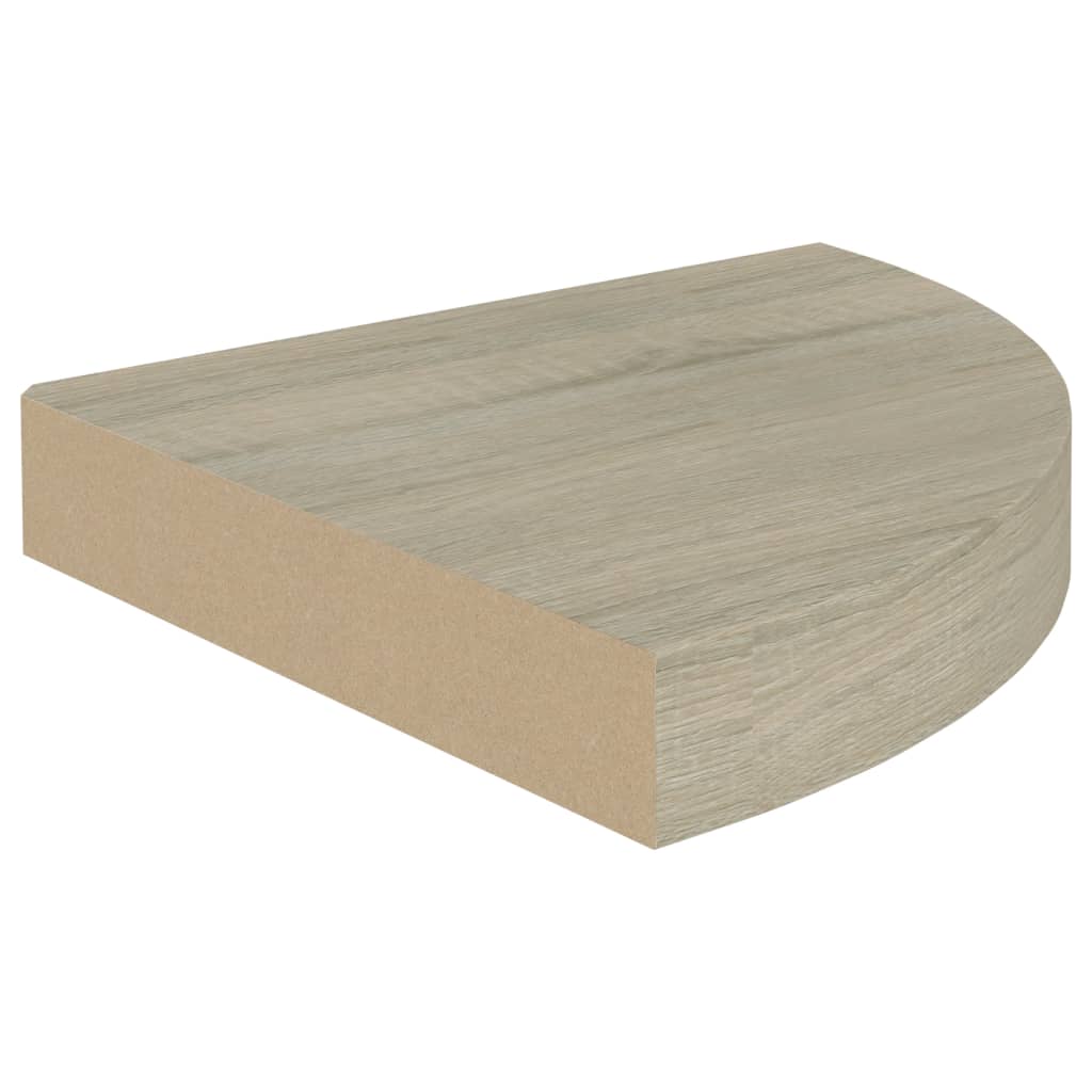 Piekaramie stūra plaukti, 4 gab., ozolkoka, 25x25x3,8cm, MDF