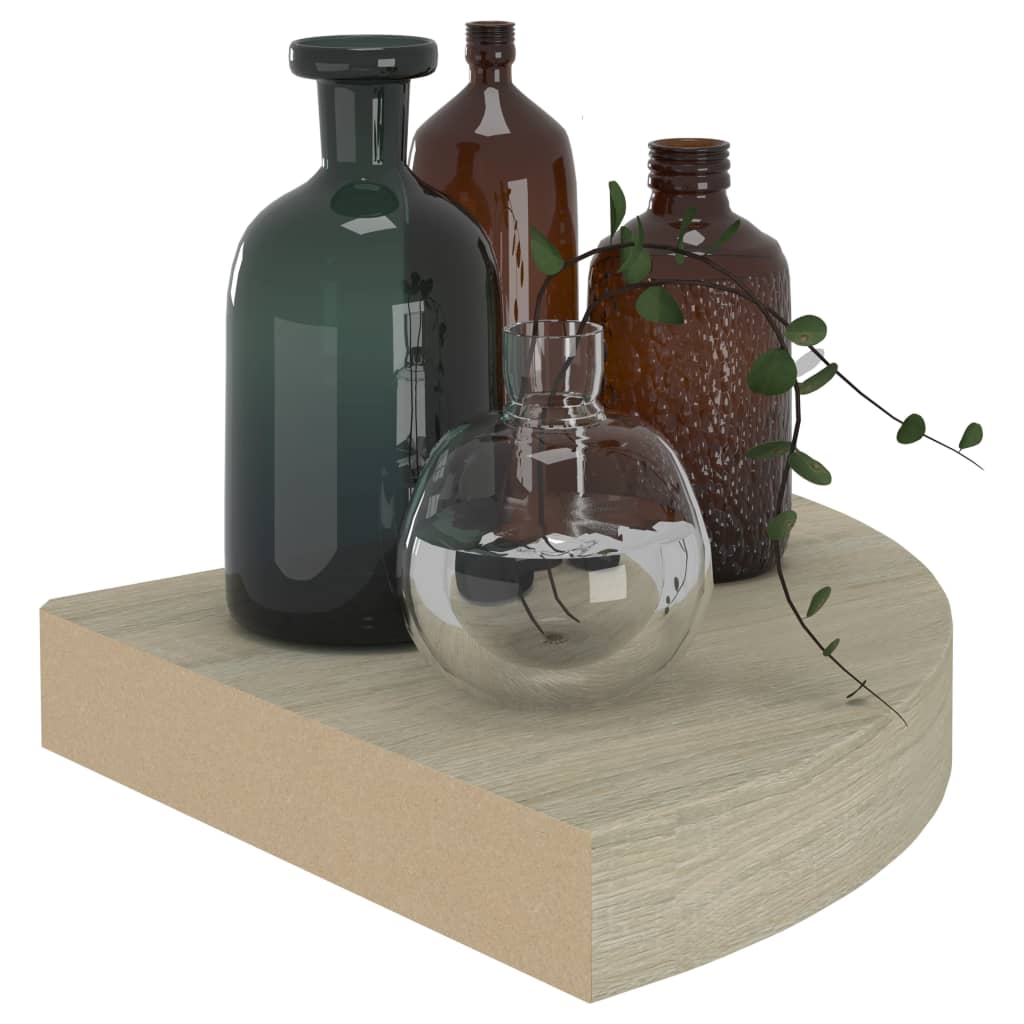 Piekaramie stūra plaukti, 4 gab., ozolkoka, 25x25x3,8cm, MDF