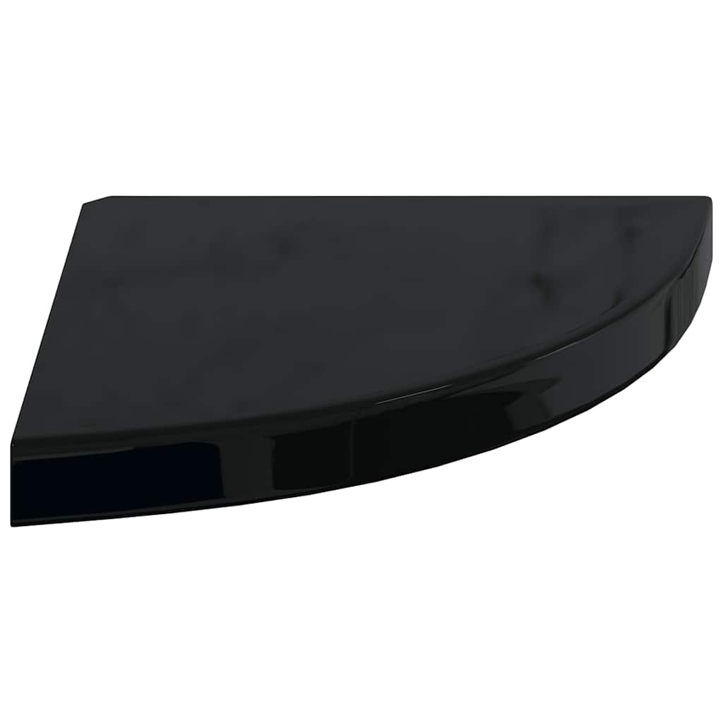 Wall-mounted corner shelf, black, 35x35x3.8cm, MDF, glossy