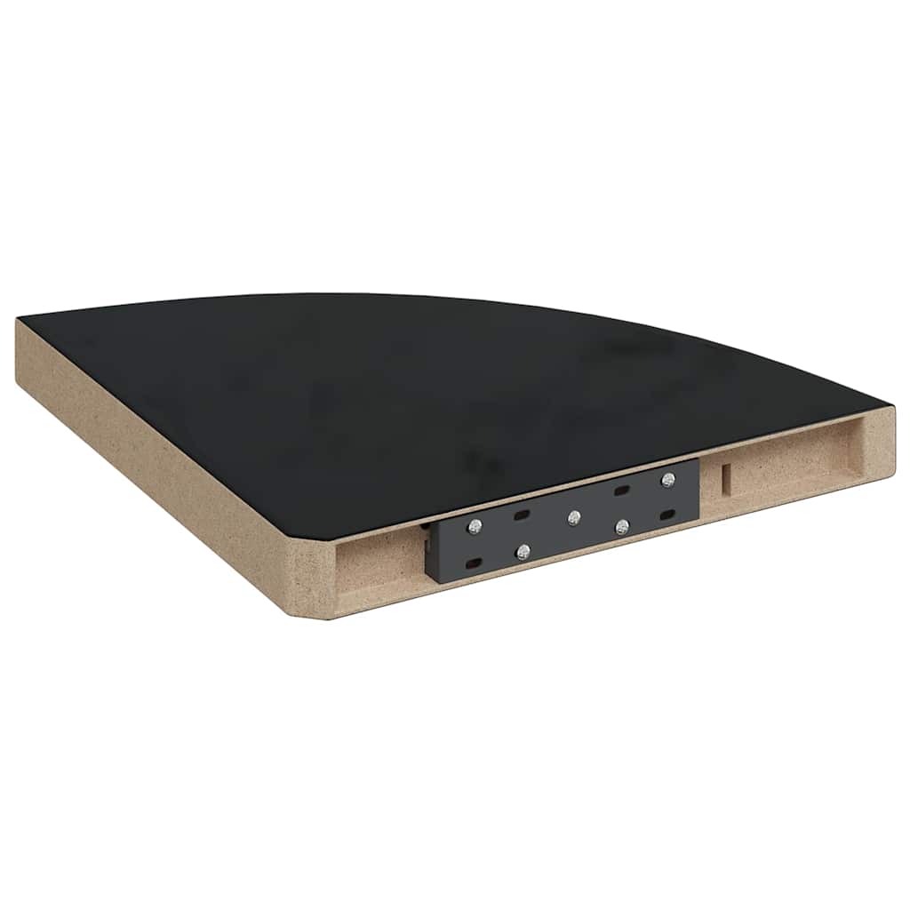 Wall-mounted corner shelf, black, 35x35x3.8cm, MDF, glossy
