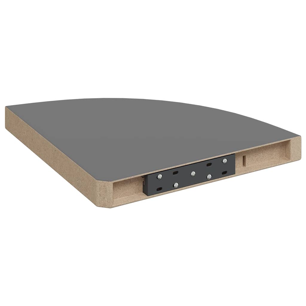 Wall-mounted corner shelf, grey, 35x35x3.8cm, MDF, glossy
