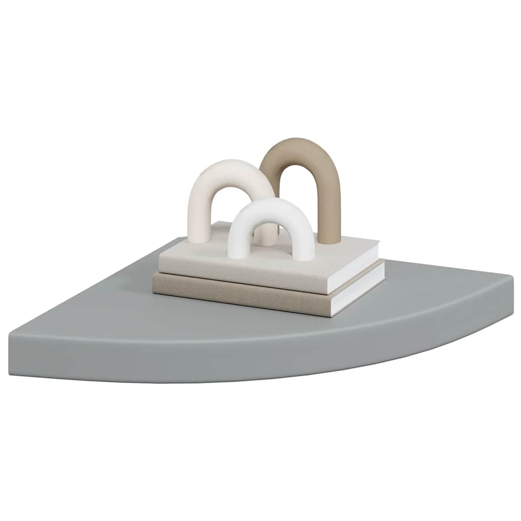 Pakabinamos kampinės lentynos, 2vnt., pilkos, 35x35x3,8cm, MDF