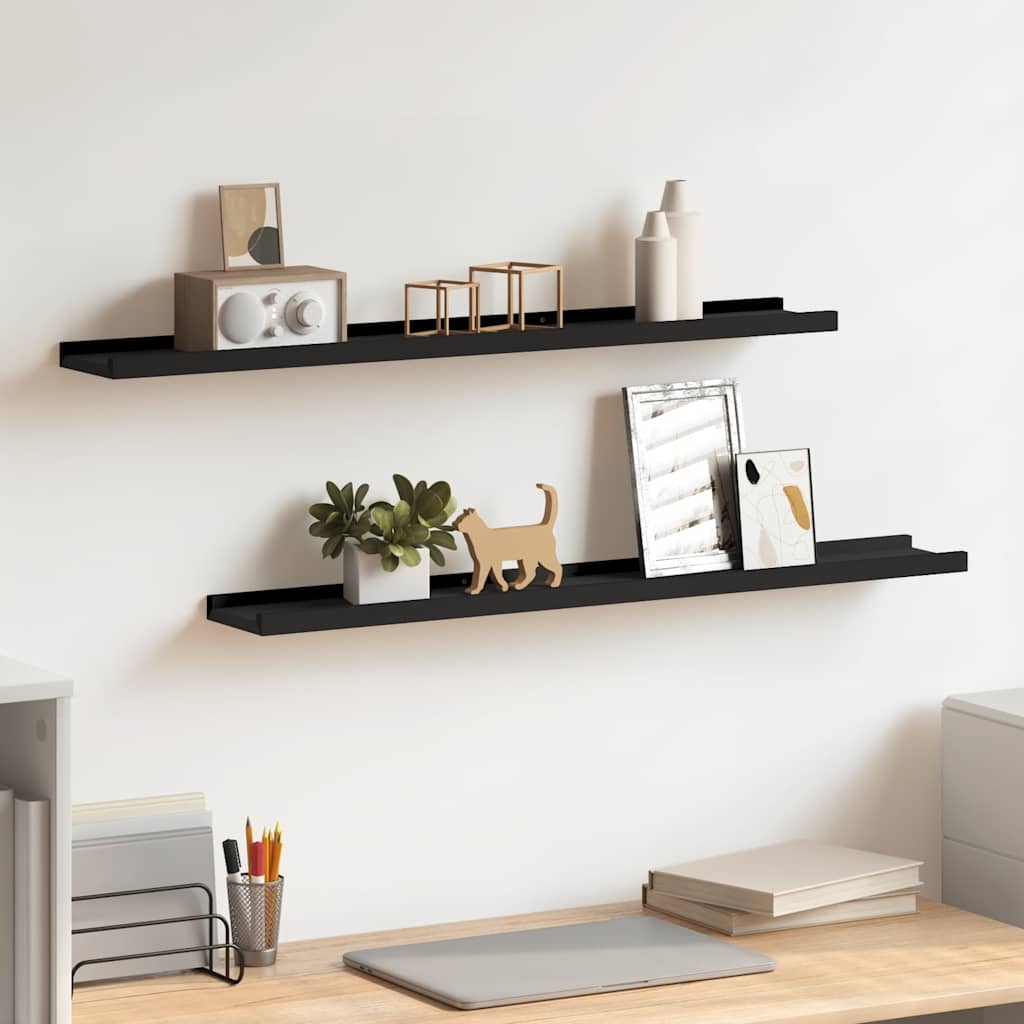 Picture frame ledges, 2 pcs., black, 80x9x3cm, MDF