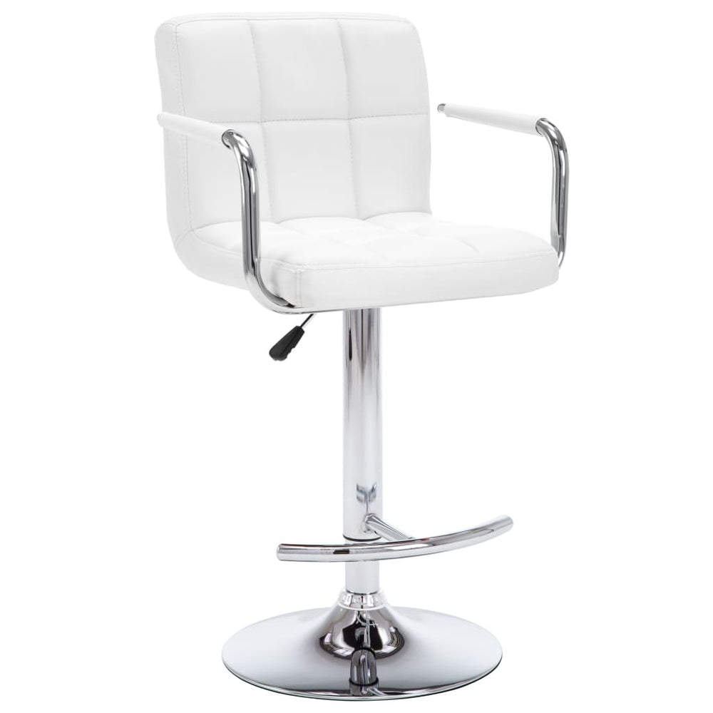 Bar stools, 2 pcs, white, artificial leather