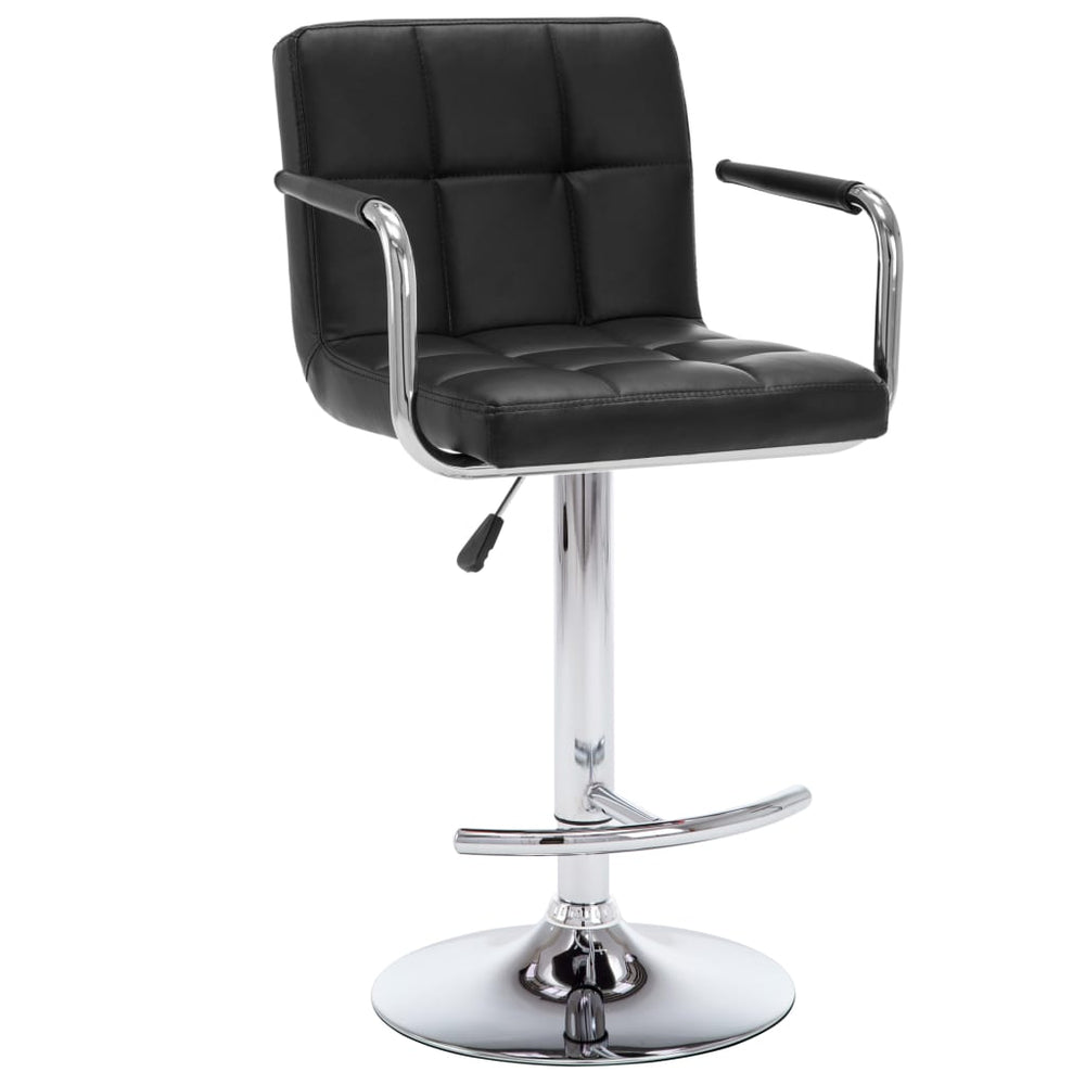 Bar stools, 2 pcs, black, artificial leather