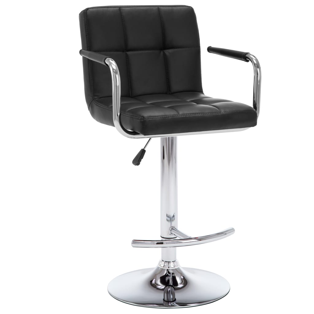 Bar stools, 2 pcs, black, artificial leather