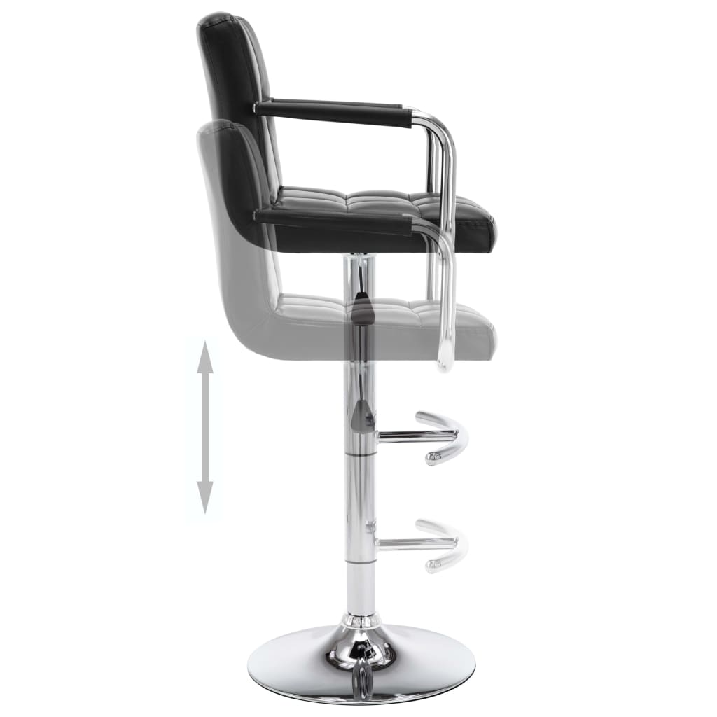 Bar stools, 2 pcs, black, artificial leather