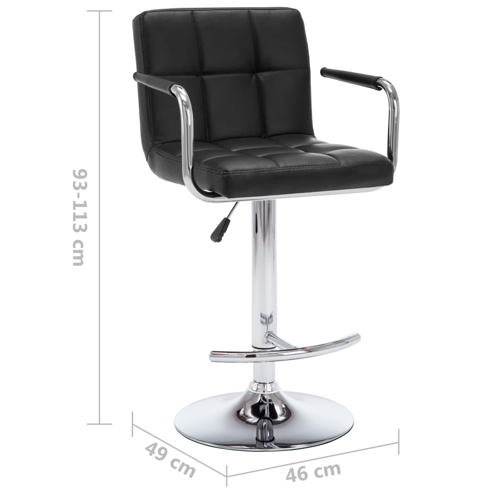 Bar stools, 2 pcs, black, artificial leather
